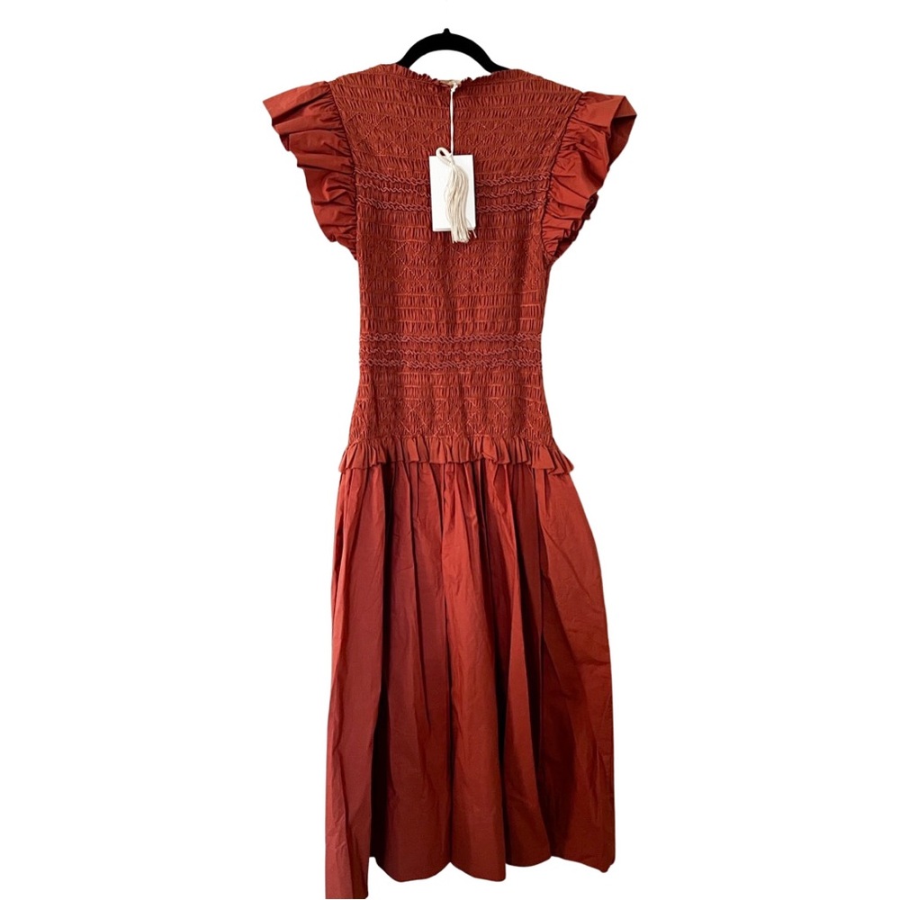 Nwt Ulla Johnson Smocked Flutter Sleeve Cotton Po… - image 4